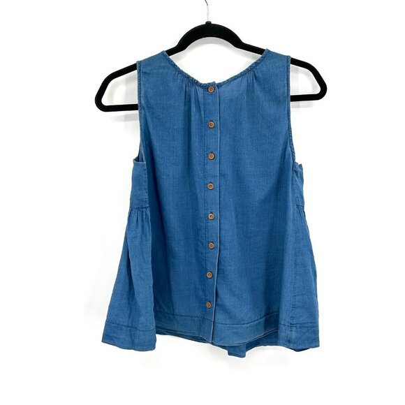 MADEWELL Blue Chambray Lightweight Riverback Button Back Sleeveless Blouse XS - Picture 5 of 7
